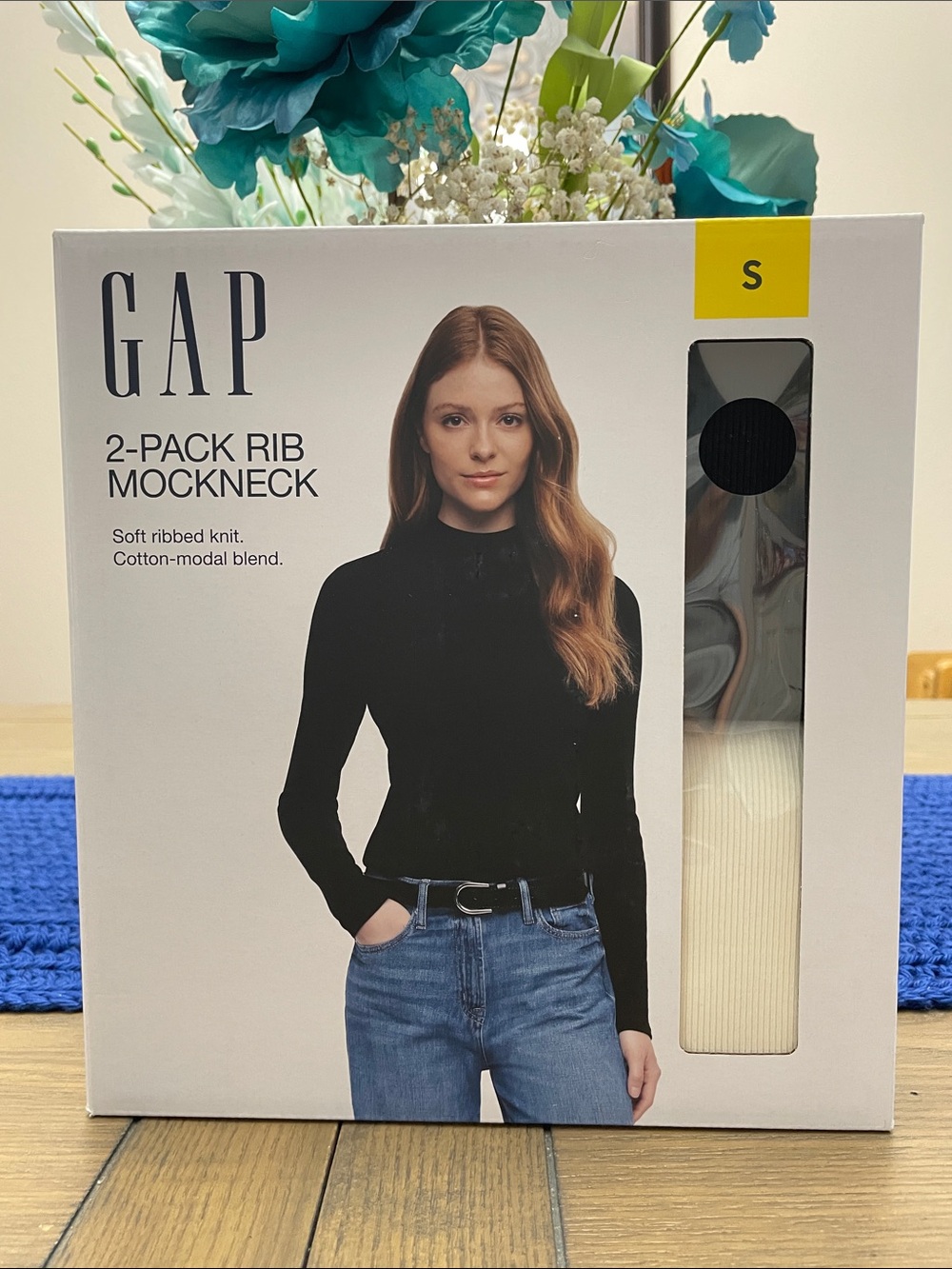 GAP 2-Pack Rib Mockneck Tops - Black & Cream